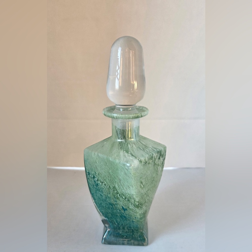 Vintage Green Marbled Decanter Perfume Bottle With Stopper MCM